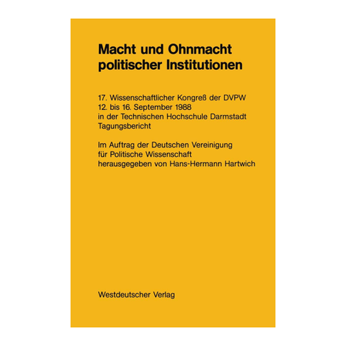 Bild von Hartwich, Na: Macht und Ohnmacht politischer Institutionen