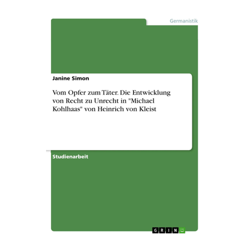 Bild von Vom Opfer zum Täter: Die Entwicklung von Recht zu Unrecht in "Michael Kohlhaas"