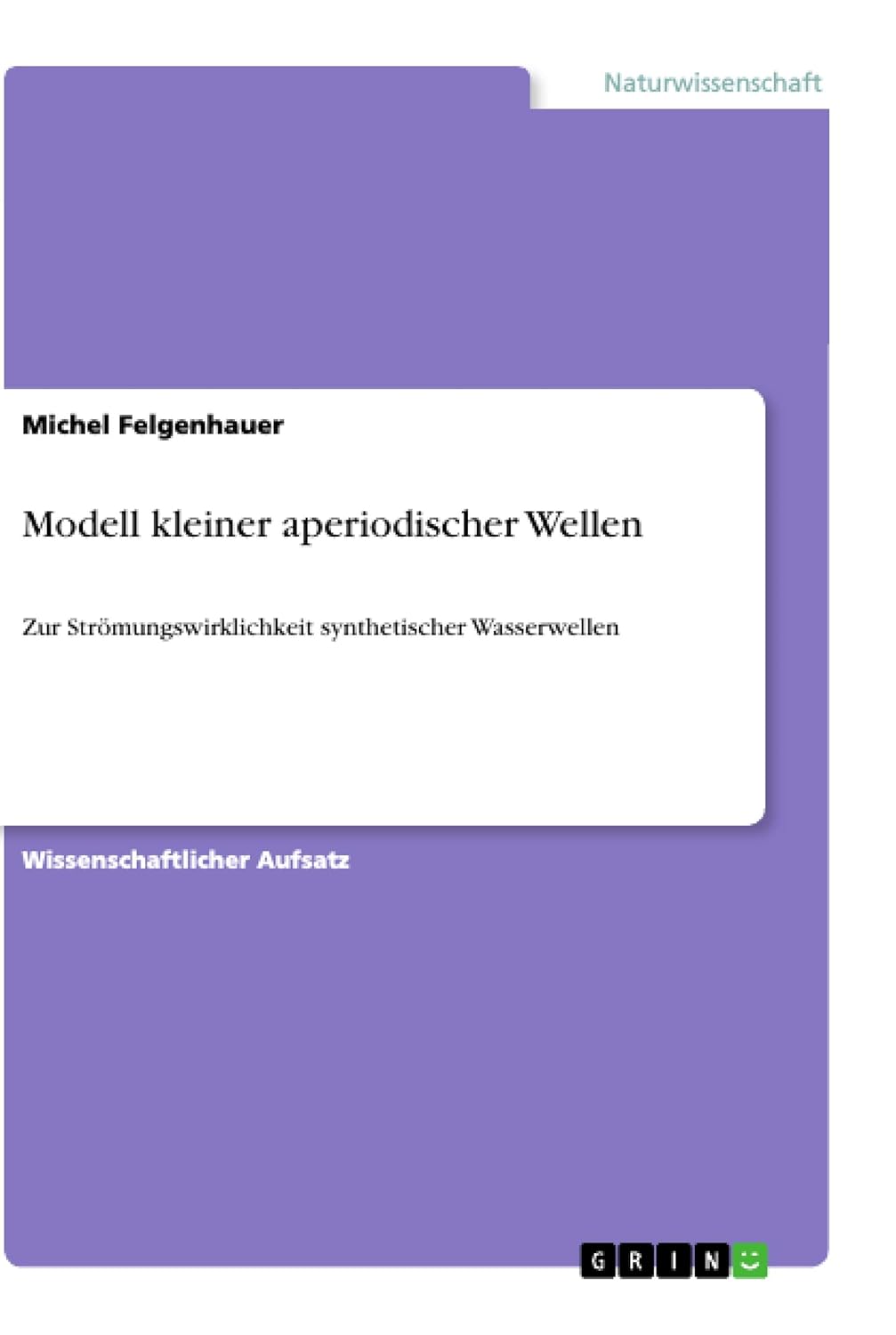 Bild von Modell kleiner aperiodischer Wellen: Zur Strömungswirklichkeit synthetischer Wasserwellen