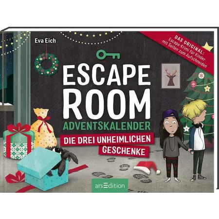 Bild von Escape Room Adventskalender. Die drei unheimlichen Geschenke: Gamebuch für Kids mit Seiten zum Aufschneiden | Escape-Room-Adventskalender von Eva Eich für Kinder mit 24 Rätseln