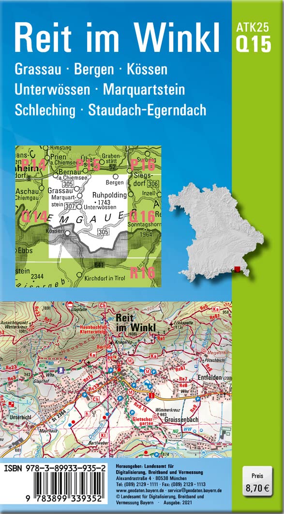 Bild von ATK25-Q15 Reit im Winkl (Amtliche Topographische Karte 1:25000): Grassau, Bergen, Kössen, Unterwössen, Marquartstein, Schleching, Staudach-Egerndach ... Amtliche Topographische Karte 1:25000 Bayern)