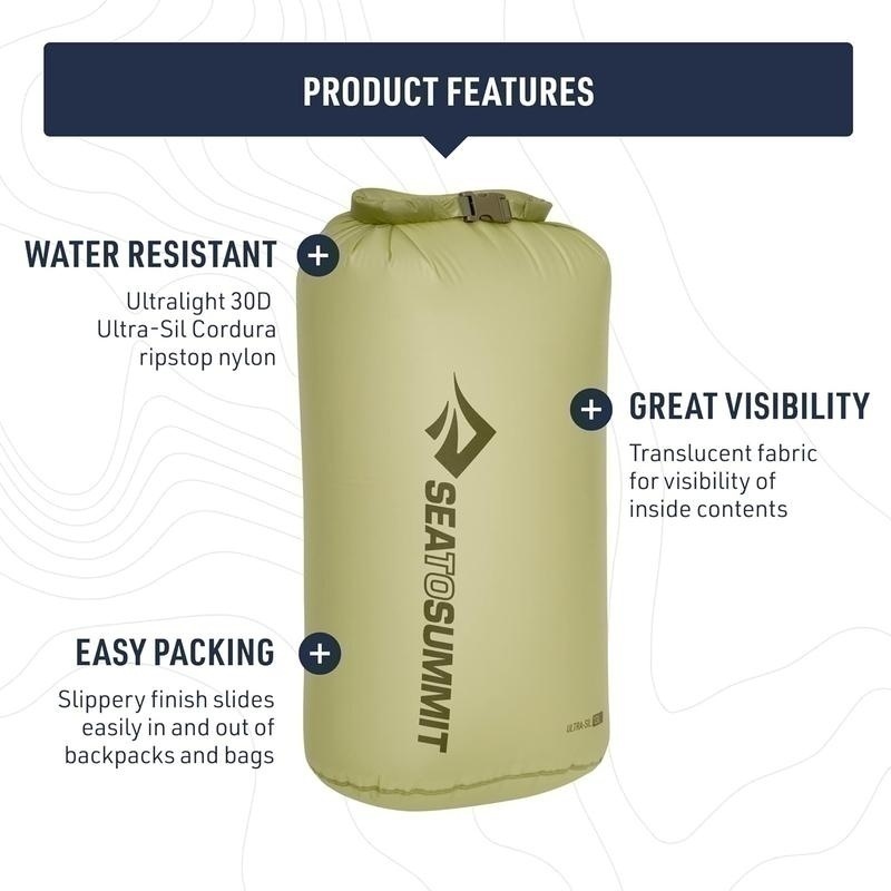 Bild von Sea to Summit - Ultra-SIL Dry Bag L 13L - wasserdichte Aufbewahrung - Rollverschluss & Patentierte Field Repair-Schnalle - Ultra-SIL-Gewebe - Wandern - 22 x 19.6 x 43.3cm - Zinnia Yellow - 47g