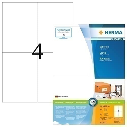 Bild von 4627 Etiketten Premium A4, weiß 105x148 mm Papier matt 800 St.