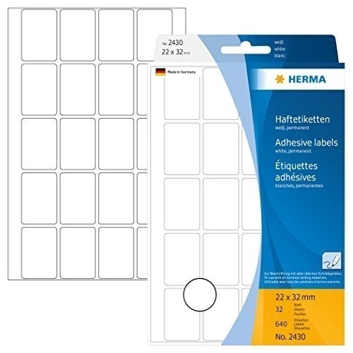 Bild von 2430 Vielzwecketiketten - weiß, 22x32 mm, matt, 640 Stück