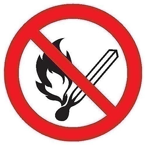 Bild von Verbotsschild »Keine offene Flamme, Feuer, offene Zündquelle und Rauchen verboten«