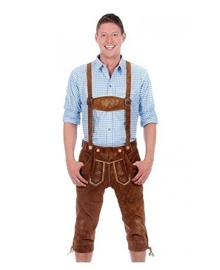 Bild von Trachtenlederhose Kniebundhose mittelbraun
