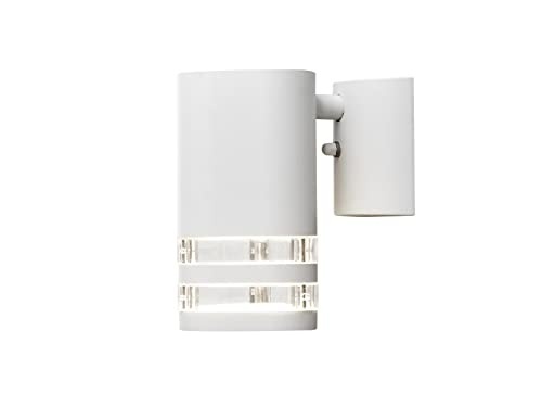 Bild von Moderne Wandleuchte Modena aus Aluminium in weiß und Acrylglas in klar, mit zwei Dekoringen, GU10 Fassung, IP44
