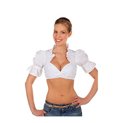 Bild von Dirndlbluse Bluse weiß mit Schnürung