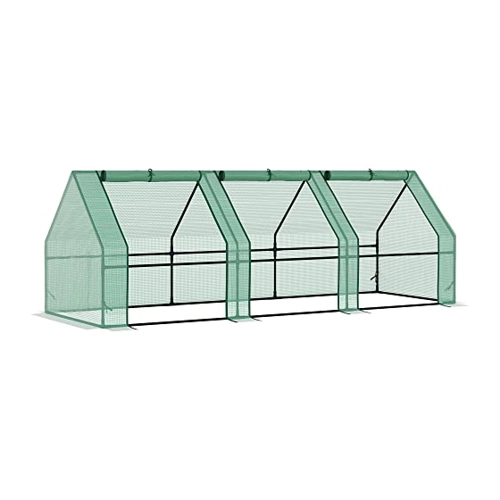 Bild von Outsunny Gewächshaus  Treibhaus Tomatenhaus Frühbeet, Grün, 270x90x90cm, für Garten & Balkon  Aosom