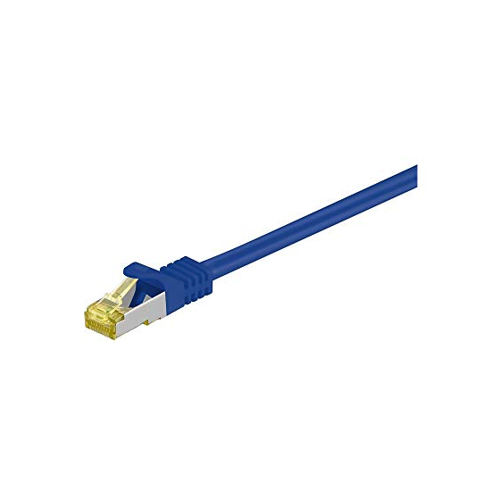 Bild von Goobay 0.25m RJ45 Patchkabel CAT 6A S/FTP (PiMF), 500 MHz, mit CAT 7 Rohkabel, blau LSZH halogenfrei, Kupfer