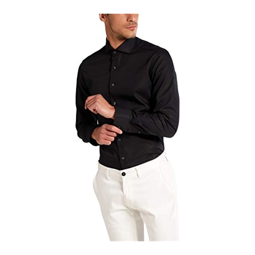 Bild von eterna langarm hemd slim fit popeline schwarz unifarben