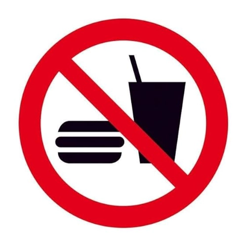 Bild von Verbotsschild »Essen und Trinken verboten«