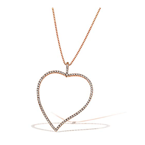 Bild von Collier Herz 585 Rotgold Venezianerkette 81 Brillanten zus. 0,28 ct.