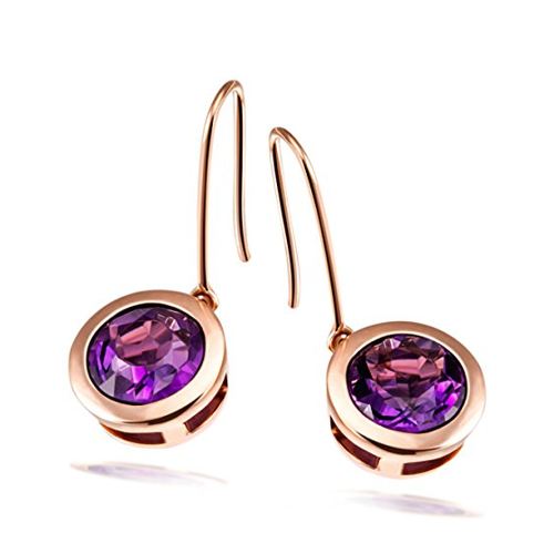 Bild von Paar Ohrhänger 375 Rotgold Ohrringe 2 Amethyst lila zus. 5,04 ct.