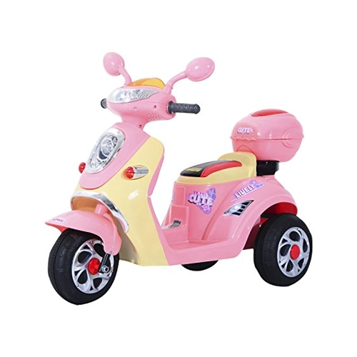 Bild von HOMCOM Elektro Kindermotorrad Elektromotorrad Kinderelektroauto Kinderfahrzeug Dreirad, 6V, Metall+PP, 108x51x75cm (Rosa+Gelb)   Aosom
