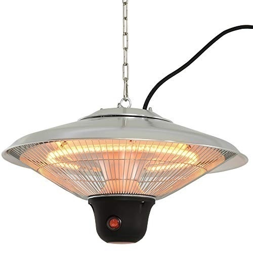 Bild von Outsunny Deckenheizstrahler  Heizstrahler 1500W mit LED & Fernbedienung, Terrassen, Alu, Silber, Φ42xH29cm  Aosom