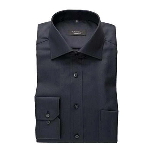 Bild von eterna langarm hemd comfort fit twill anthrazit strukturiert