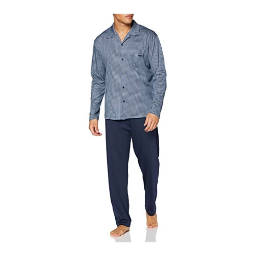 Bild von CALIDA Relax Choice Durchgeknöpfter Pyjamafür Herren, L, blau, Edelste Baumwolle für einen erholsamen Schlaf