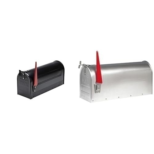 Bild von U.S. Amerikanischer Briefkasten Mailbox mit roter Fahne in schwarz wie in USA