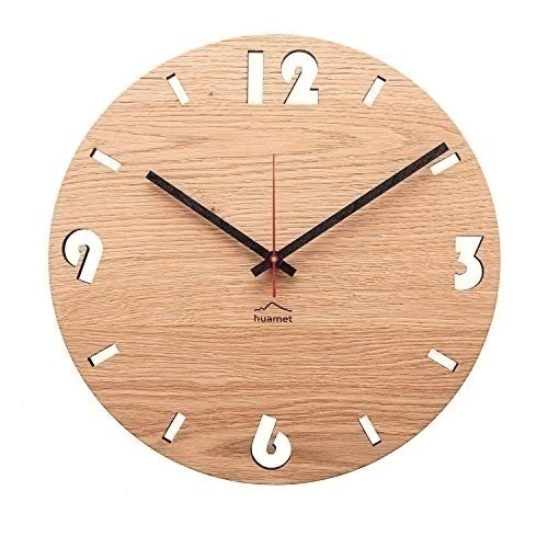 Bild von Huamet CH50-A-1604 Holz-Wanduhr Eiche Rund