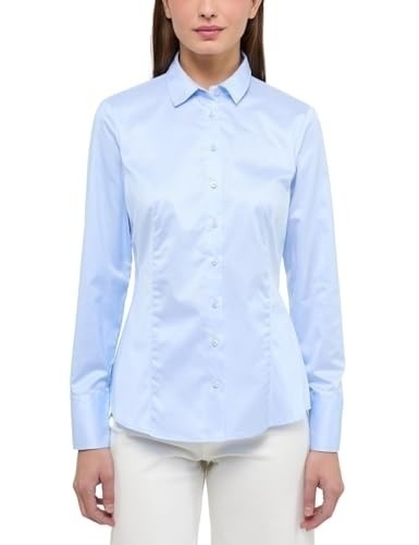 Bild von langarm bluse eterna slim fit cover shirt twill hellblau unifarben