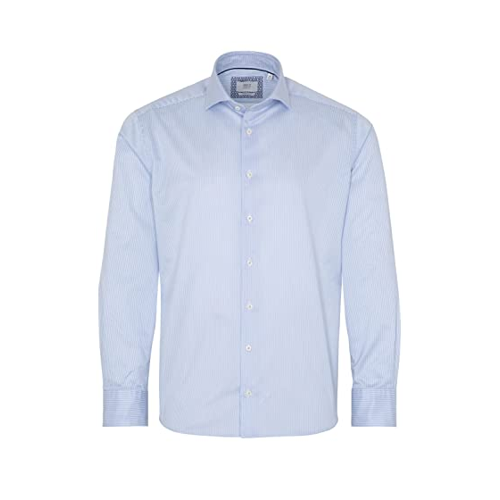 Bild von eterna langarm hemd modern fit soft tailoring twill hellblau/weiss gestreift