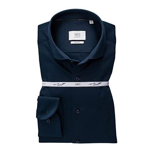 Bild von eterna langarm hemd slim fit soft tailoring jersey dunkelblau unifarben