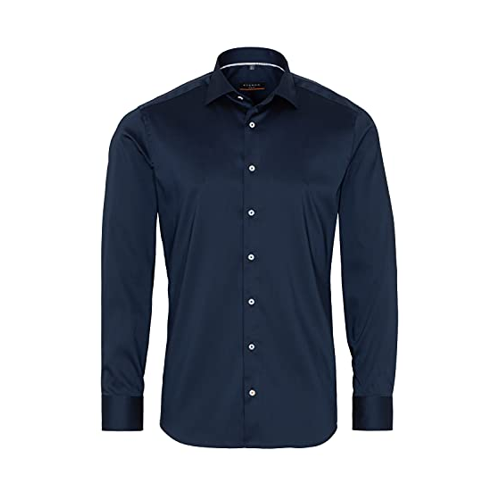 Bild von eterna langarm hemd slim fit performance shirt twill-stretch marine unifarben