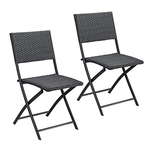Bild von Polyrattan Klappstuhl Rom 2er-Set Schwarz