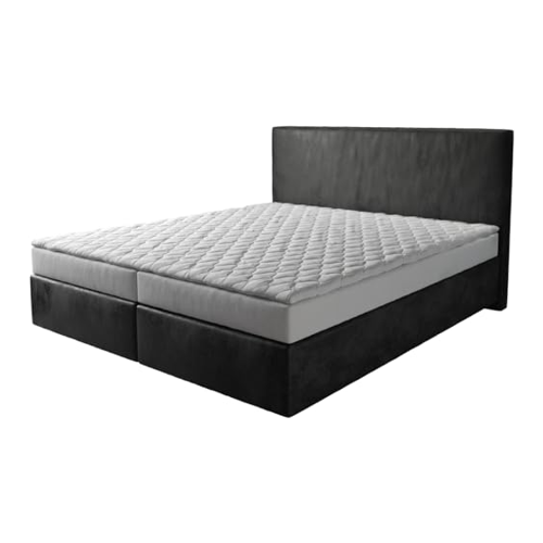 Bild von Boxspringbett Dream-Well 160x200 cm Mikrofaser Anthrazit Vintage mit Matratze und Topper
