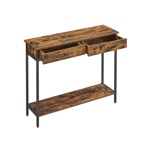 Bild von Konsolentisch mit 2 Schubladen und Stahlgestell vintagebraun-schwarz