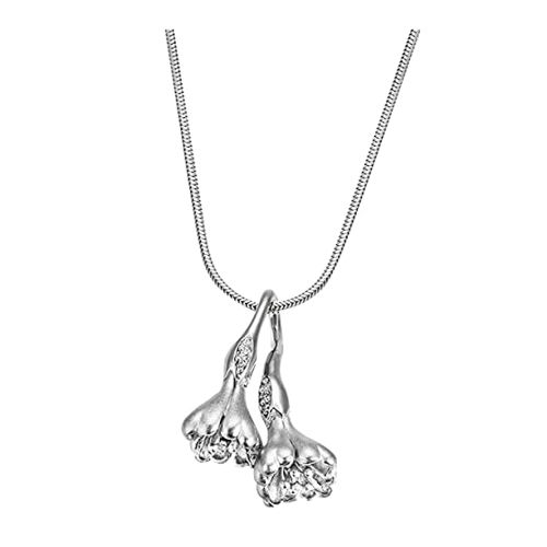 Bild von Collier Blüte 925 Sterlingsilber teils gesandelt 6 Zirkonia weiß
