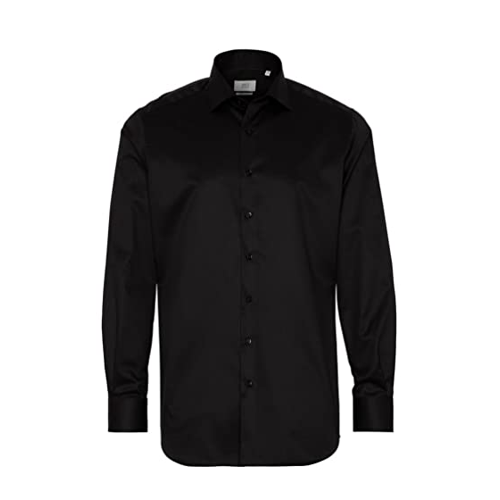 Bild von eterna langarm hemd modern fit gentle shirt twill schwarz unifarben