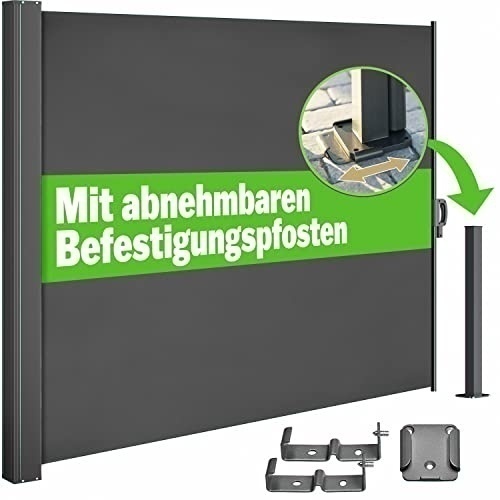Bild von Seitenmarkise Nosara Anthrazit 180x300cm ausziehbar