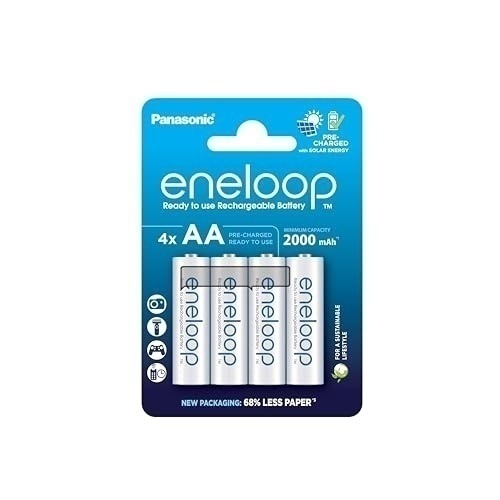 Bild von Panasonic eneloop 4er Blister AA Ni-MH Akkus 2000 mAh wiederaufladbar BK-3MCDE/4BE