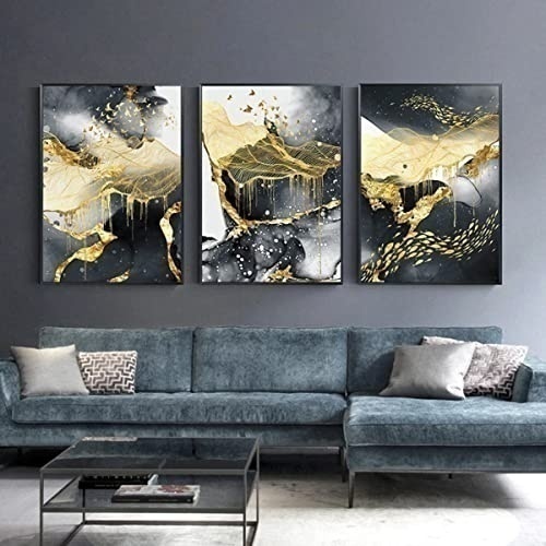 Bild von TPFLiving Gold Luxus Poster Leinwand verschiedene Größen - ohne Rahmen - Modell TPFL-LW-12-SET - 40x60cm