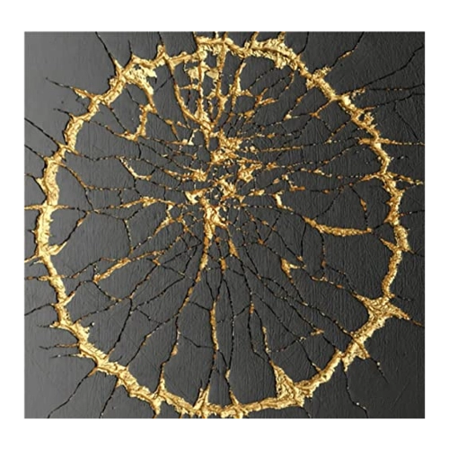 Bild von TPFLiving Kunstdruck auf Leinwand / Abstrakt Gold Schwarz / 20 Motive in 5 Größen - ohne Rahmen - Modell TPFL-LW-21-MJ - 30x30cm