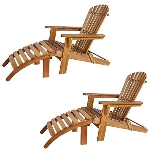 Bild von Liegestuhl Adirondack 2er-Set Akazienholz + Fußstützen