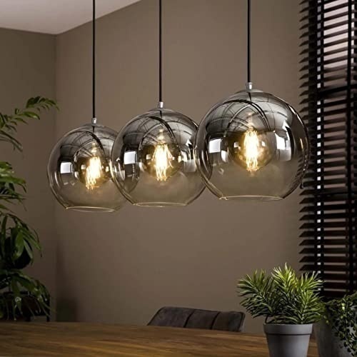 Bild von famlights | Pendelleuchte Selina in Schwarz-transparent und Altsilber E27 3-flammig