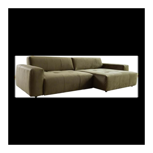 Bild von Ecksofa Lazaro 300x160 cm Samt Olive Ottomane rechts mit Sitztiefenverstellung