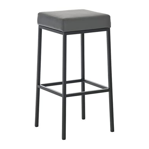 Bild von TPFLiving Barhocker Montana GS Gestell Schwarz Kunstleder - Grau