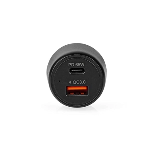 Bild von Nedis Auto-Ladegerät 65 W 2.0 3.0 3.25 A - Anzahl der Ausgänge: 2, Port Type: USB-A / USB-C™, Automatische Spannungswahl