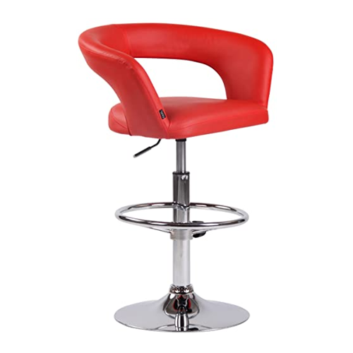Bild von TPFLiving Barhocker Jan Gestell Metall in Chromoptik Kunstleder - Rot