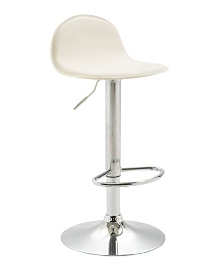 Bild von TPFLiving Barhocker Lana V2 Gestell Metall in Chromoptik Kunstleder - Creme
