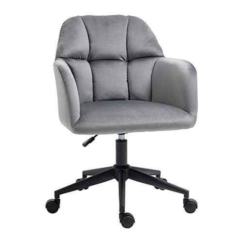 Bild von Vinsetto Bürostuhl höhenverstellbar, mit niedrige Rückenlehne 5 Rollen, ergonomisch, 360° beweglichkeit, bis 120kg, 58x58,5x86cm, Samt, Grau  Aosom