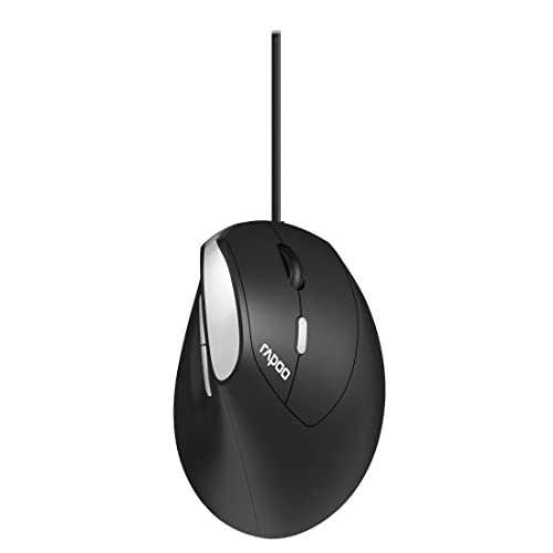 Bild von Rapoo Kabelgebundene ergonomische Maus "EV200", Schwarz Einstellbarer Sensor mit 1600 DPI