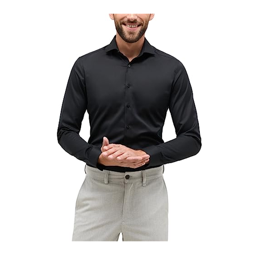 Bild von SUPER SLIM Cover Shirt in schwarz unifarben