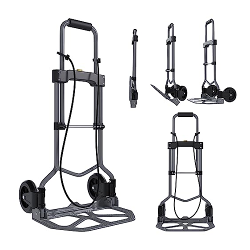 Bild von TroniTechnik Sackkarre Transportkarre Handkarre Handwagen, klappbar bis 60kg Tragfähigkeit, (Transportkarre mit Tragegriff, rutschfeste Transportfläche, BxTxH 38x37x96cm, mit Spanngummiseil für sicheren Transport), faltbar, Transportkarre, mit Schaumstoffgriff