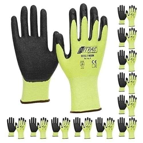 Bild von NITRAS 3515 Neon Strickhandschuh mit gesandeter Nitrilbeschichtung - VPE 12 Paar Größe:9