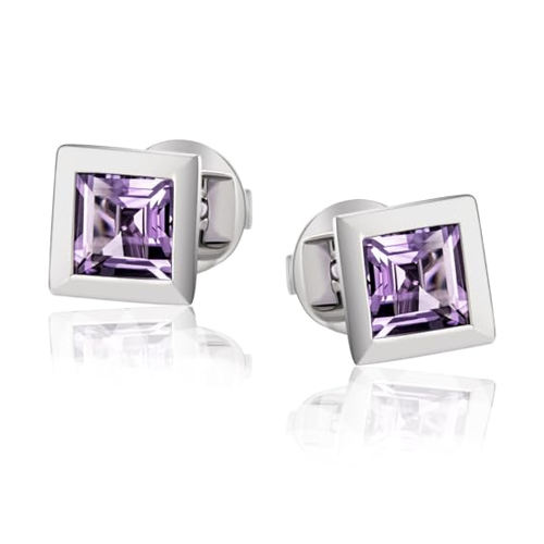 Bild von Ohrstecker 585 Weißgold 2 echte Amethyst Edelsteine zus. 1,18 ct.lila